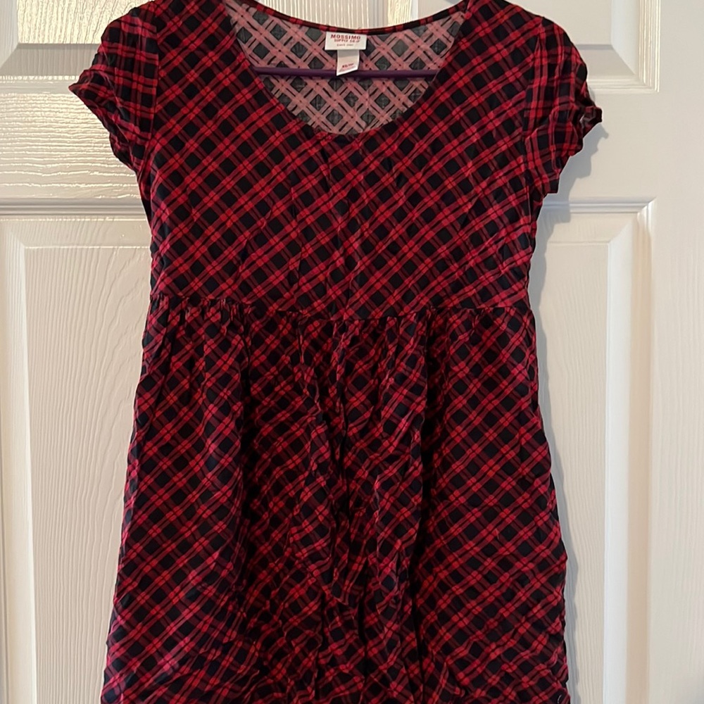 Mossimo target red plaid baby doll mini dress